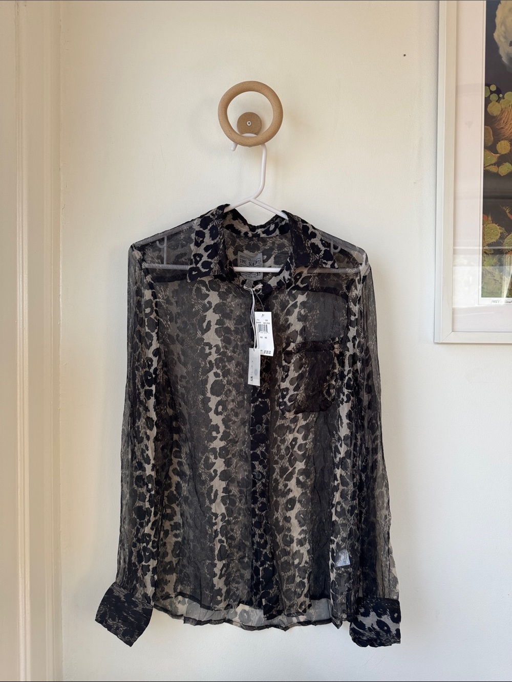 Joe’s Jeans — Sheer Black Leopard-Print Button-Up Blouse (NWT)